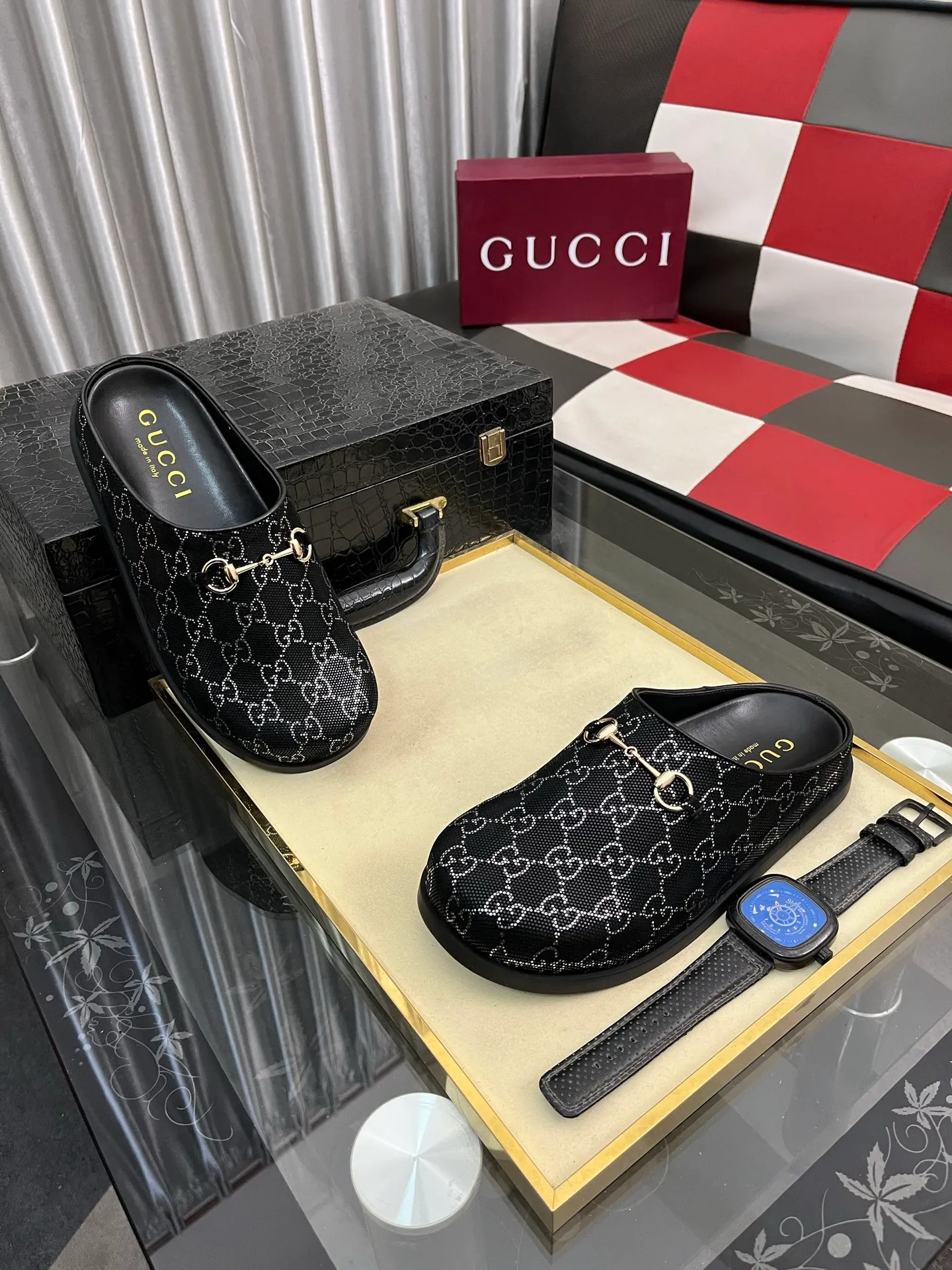 Ex-factory price: 438⌚️⌚️[Gucci] 2025 new season half-slip men's shoes, made of Italian imported first-layer frosted cowhide➕sheepskin lining, original hardware buckle, original combination wear-resistant outsole, real shot 🎬 Very comfortable on the feet, size 38-44